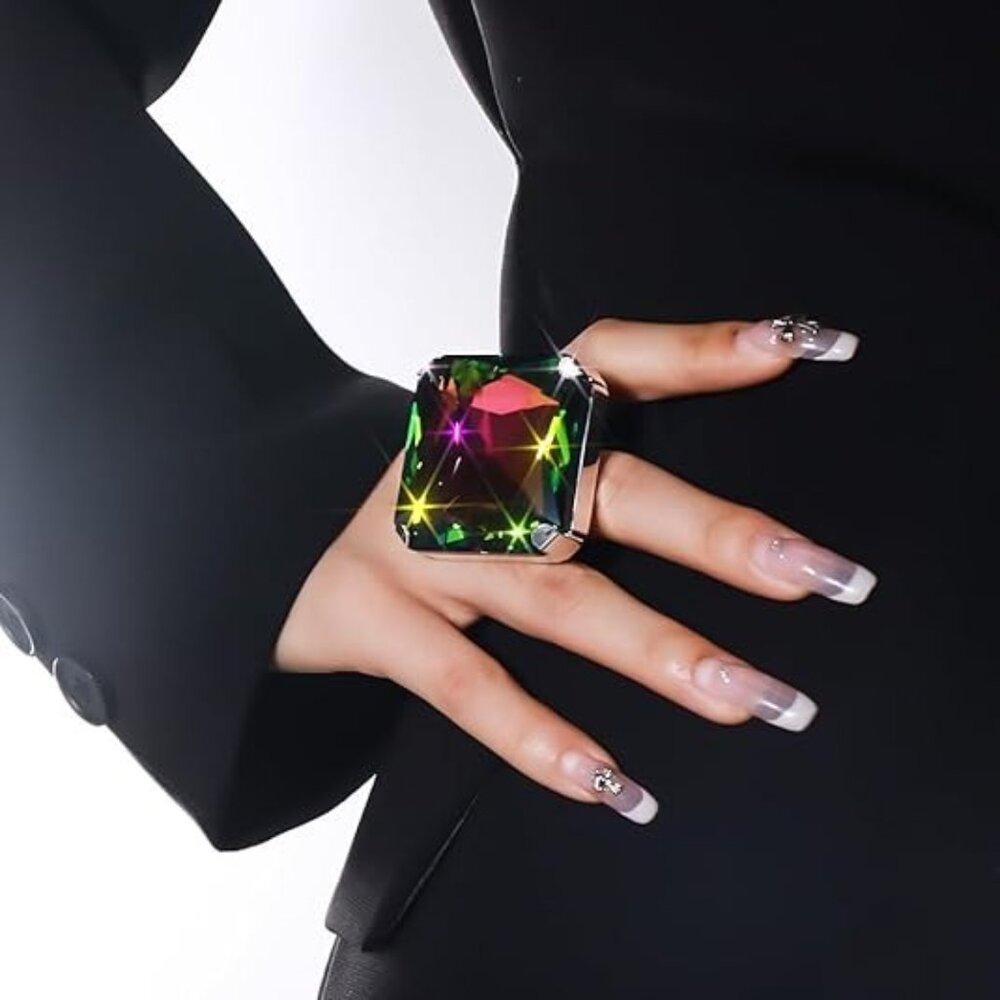 Colorful Exaggerated Large Square Rhinestone Stat… - image 5